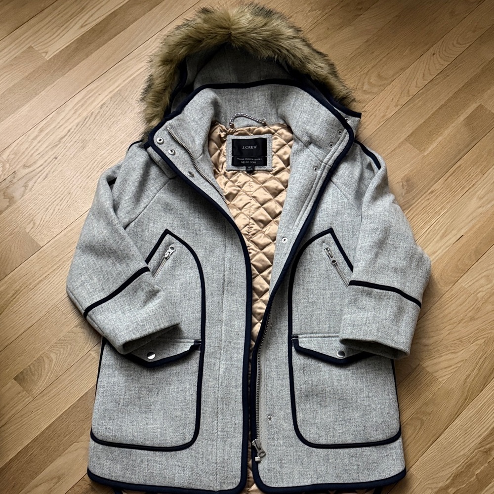 J. Crew Coat with Gold Quilted Interior